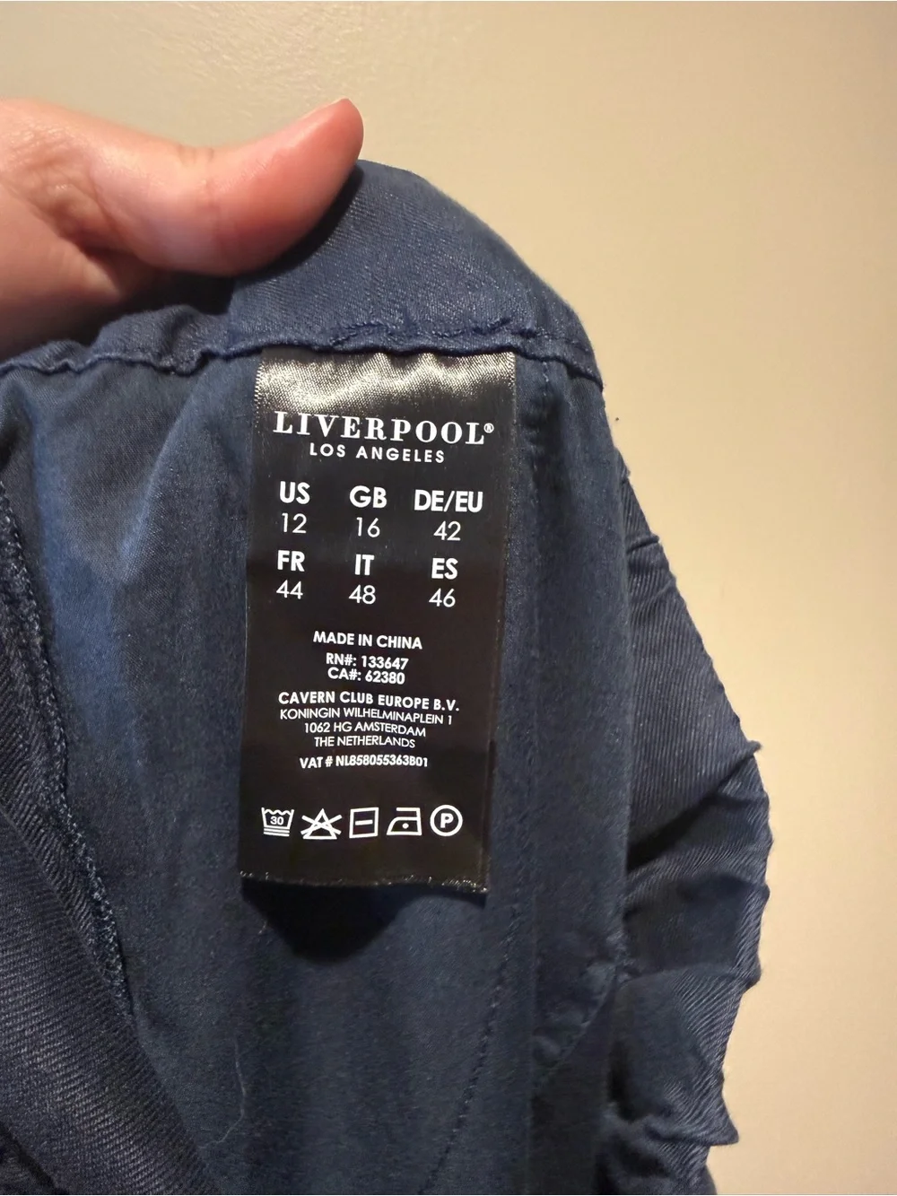 Liverpool Drawstring New Stretch Linen pants Mood Indigo straight leg
